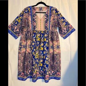 Mislook Mix Print Short Sleeve Boho Dress